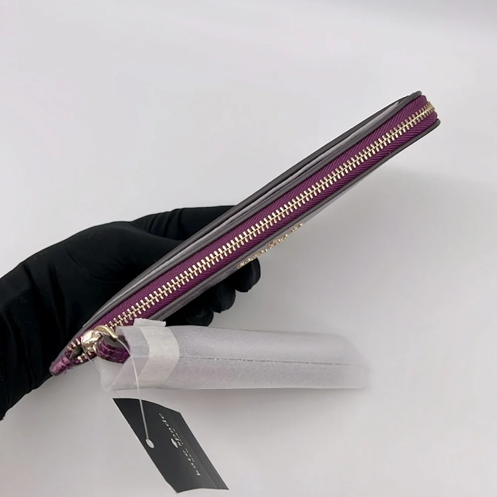 Kate Spade Lucy Metallic Medium L-zip Wristlet Dark Raspberry